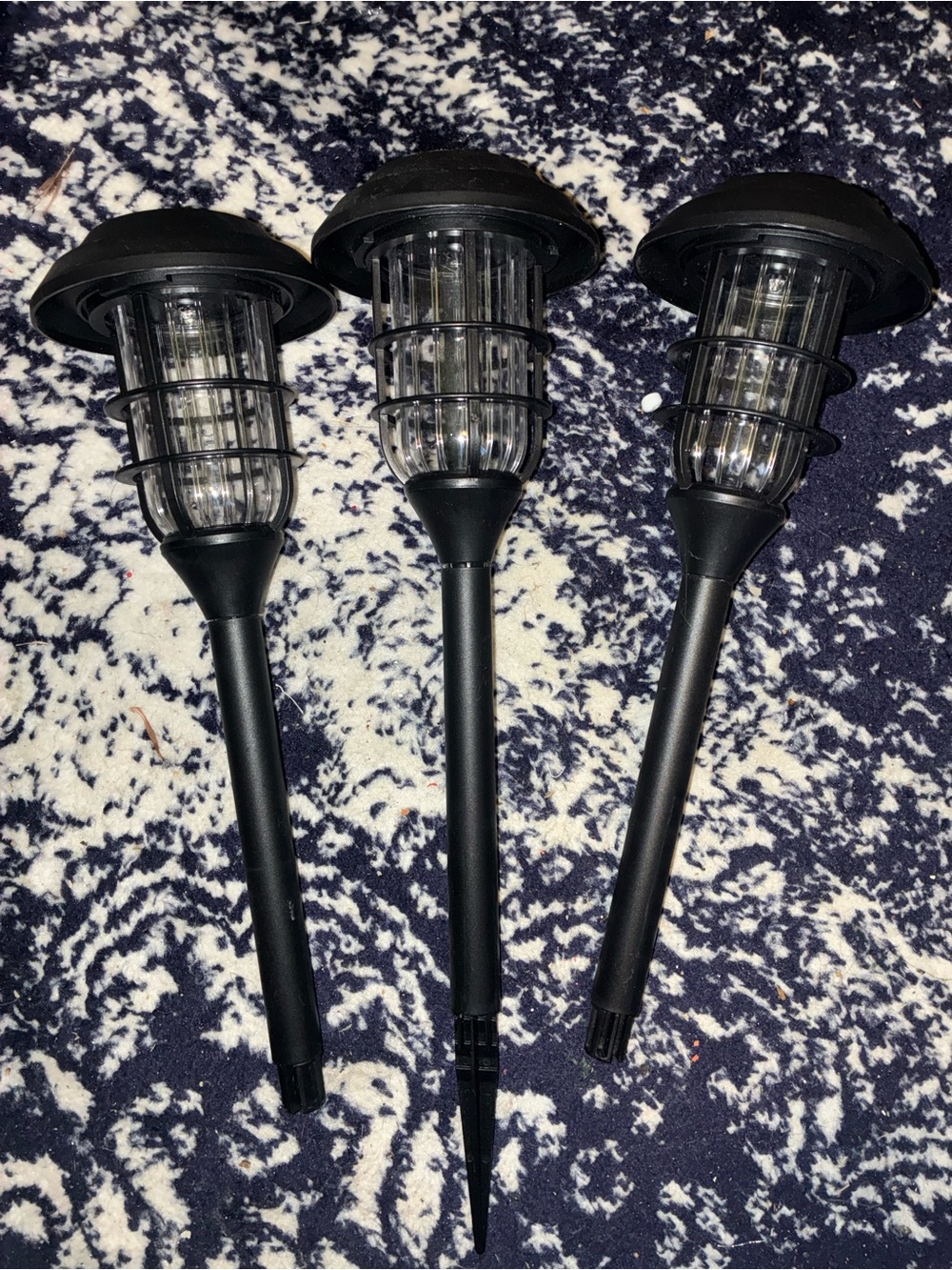 New Set of 3 Black Solar Pathway Lights